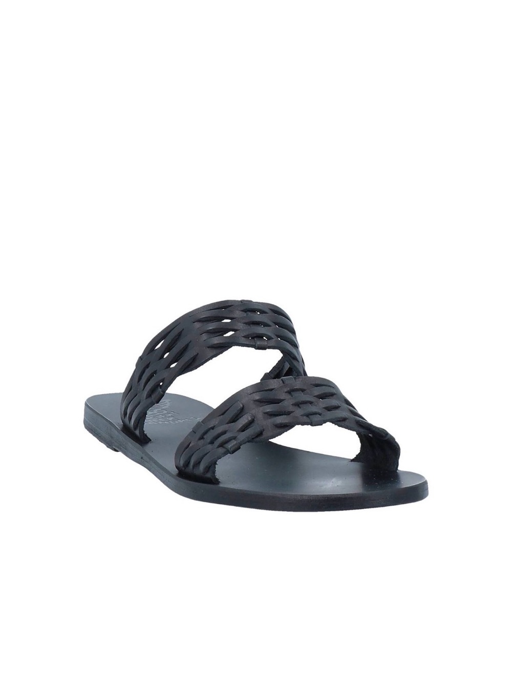 Ancient Greek Sandals Black Woven Double-Strap Slide never worn!